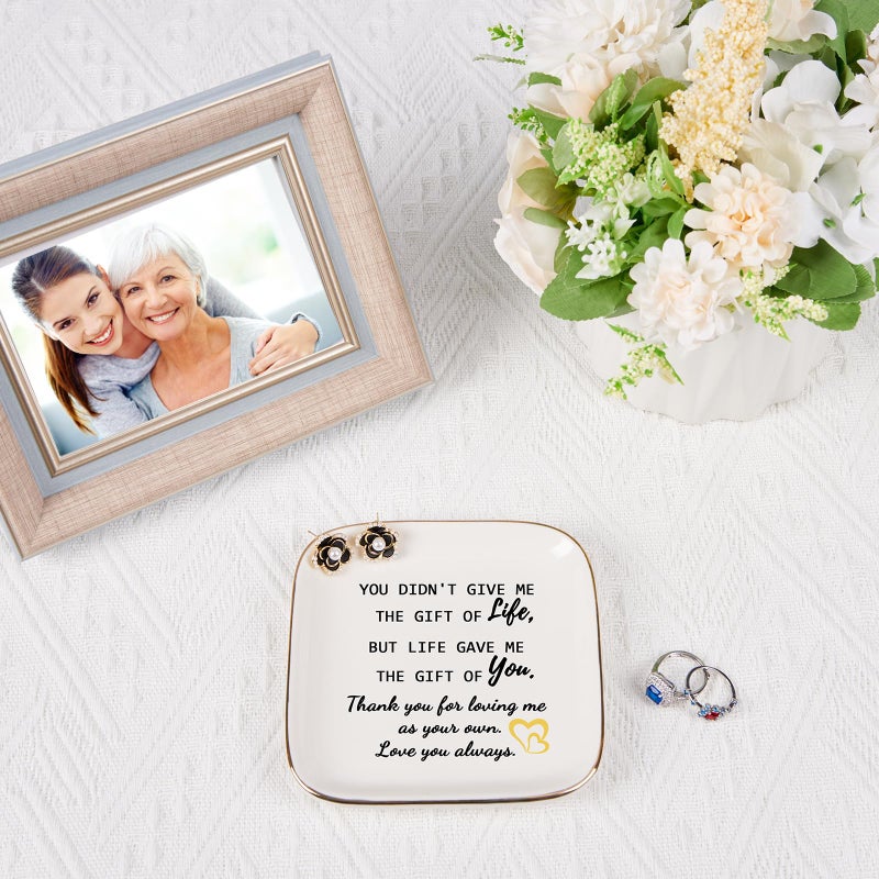Piudee Step Mom Gifts for Bonus Mom Jewelry Dish Ring Dish Tray for Mother in Law Birthday Christmas Valentines Mother's Day Gift for Stepmom Bonus Mom - Thank You for Loving Me As Your Own - Image 3